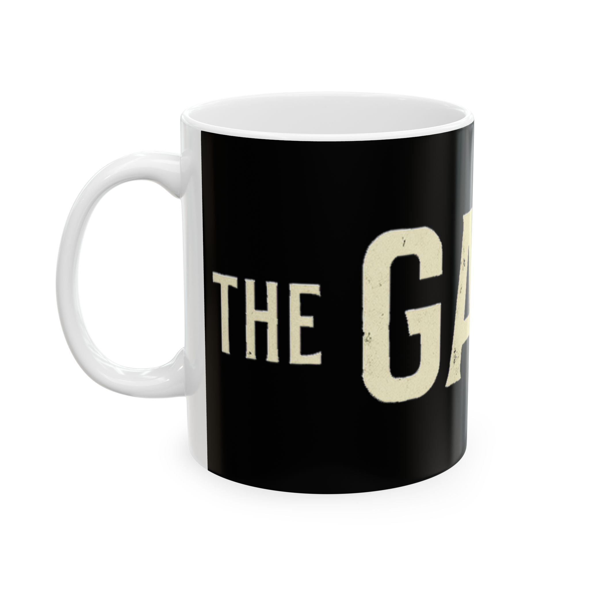 GARFIO Ceramic Mug — Vintage Bold Text Coffee Cup (11oz, 15oz)