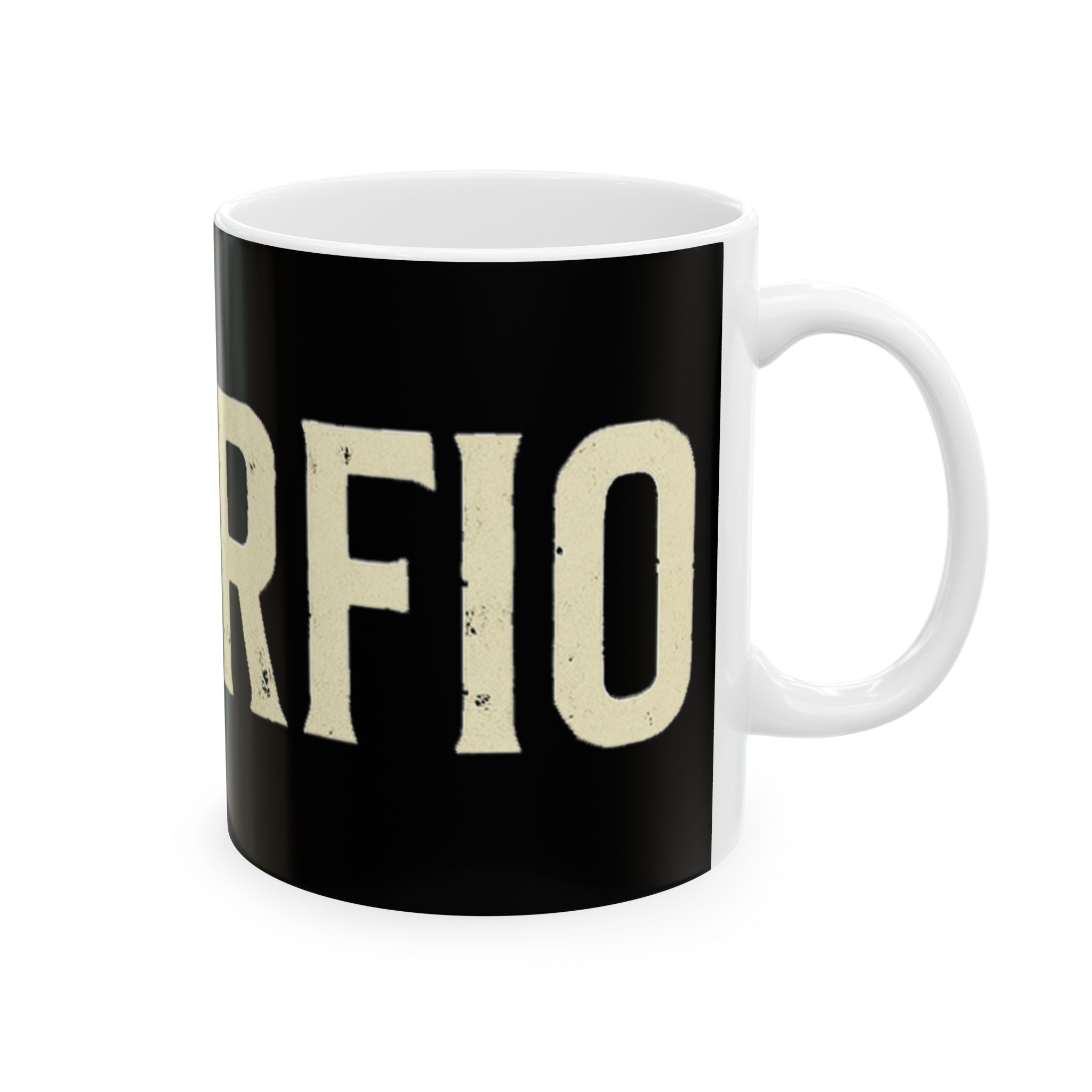 GARFIO Ceramic Mug — Vintage Bold Text Coffee Cup (11oz, 15oz)